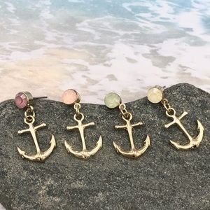 🍀 Nautical Anchor Post Drop Earrings